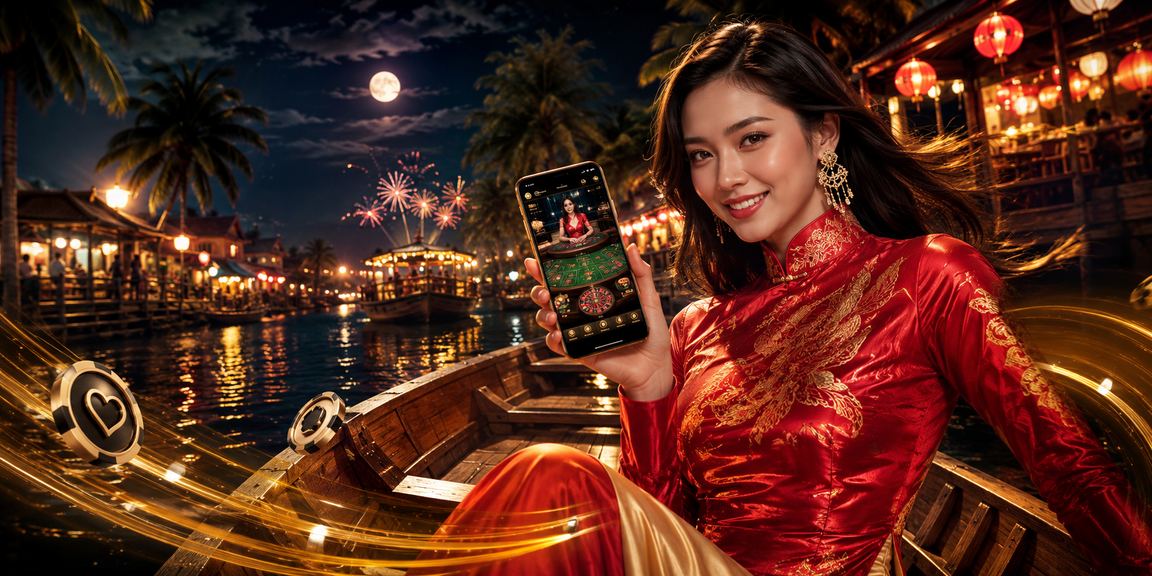 Phụ nữ vùng Mekong mặc áo dài dùng điện thoại chơi casino trực tuyến kl88 buổi tối
